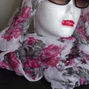 Flower Pattern Infinity Scarf. Quality Mat